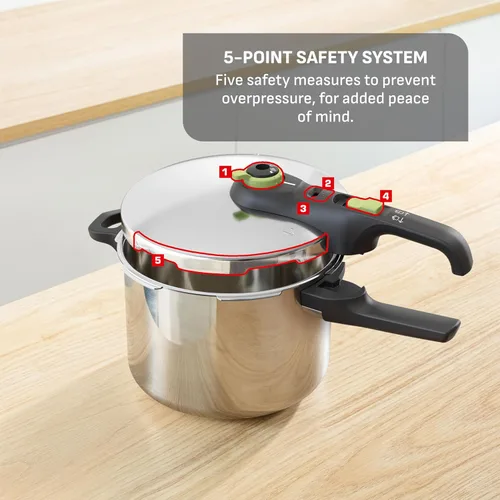 Miniatura 3 de T-fal Ultimate - Olla de presión de acero inoxidable de 6.3 cuartos de galón, compatible con inducción, tapa de bloqueo seguro, segura y fácil