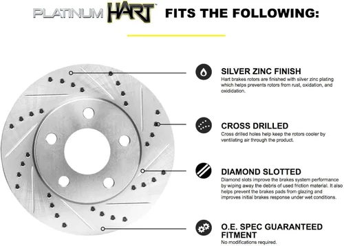 Miniatura 3 de Hart Brakes Kit de frenos y rotores delanteros Pastillas de freno delanteras Rotores y pastillas de freno, pastillas de freno y rotores de cerámica