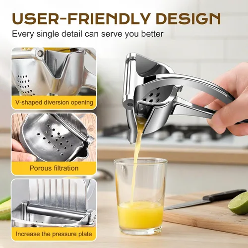 Miniatura 7 de Exprimidor manual de limón, extractor de jugo de fruta fresca de aleación de aluminio 2026, exprimidor de presión manual con agarre ergonómico