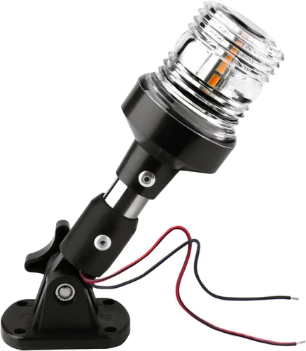 Miniatura 8 de DDL - Luz de anclaje, luz LED blanca de popa para barco de 3 millas náuticas Bimini, luces superiores plegables para pontón todo redondo, 360 12 ~ 9