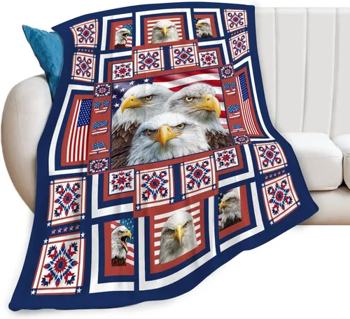 Miniatura 7 de Manta de águila con la bandera estadounidense y águila calva, regalos para niños, niñas, niños, adultos, mujeres y hombres, suave, acogedora, cálida