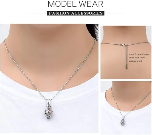 Miniatura 4 de Imrsanl - Joyería para llevar Cenizas - Collar con dije de flor de loto con mini urna de recuerdo para cenizas