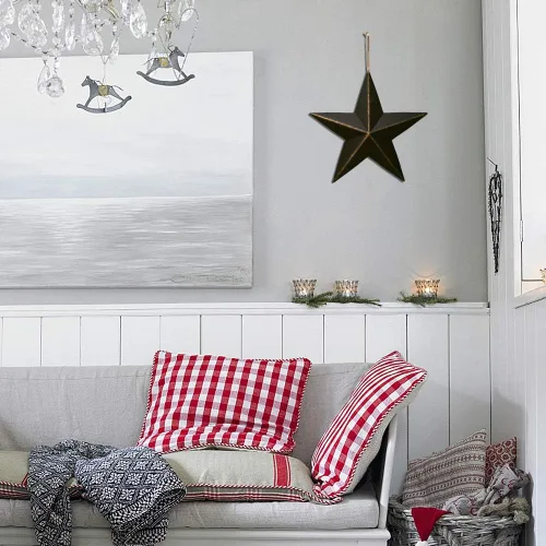 Miniatura 2 de Decoración de pared de metal de granero con estrellas patrióticas en 3D, decoración americana del 4 de julio (negro)