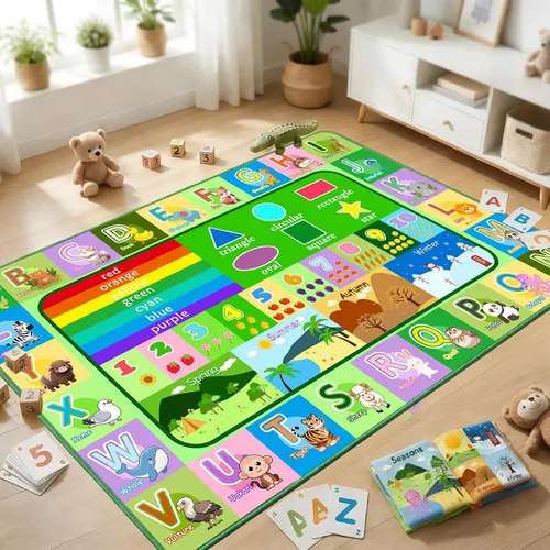 Miniatura 18 de Alfombra infantil para sala de juegos, dormitorio, 2.5 x 4 pies, alfombra educativa ABC para aula, guardería, alfombra antideslizante de aprendizaje