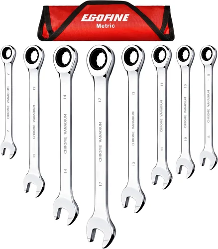 Miniatura 47 de Egofine Llave combinada de trinquete de 1-1/8 pulgadas SAE, llave de engranajes de grado industrial con diseño de 12 puntos, trinquete de 72