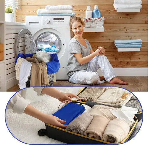 Miniatura 7 de Woanger Paquete de 12 bolsas de lavandería extragrandes de 28 x 45 pulgadas, lavables a granel, bolsa de lavandería de viaje con cierre de cordón