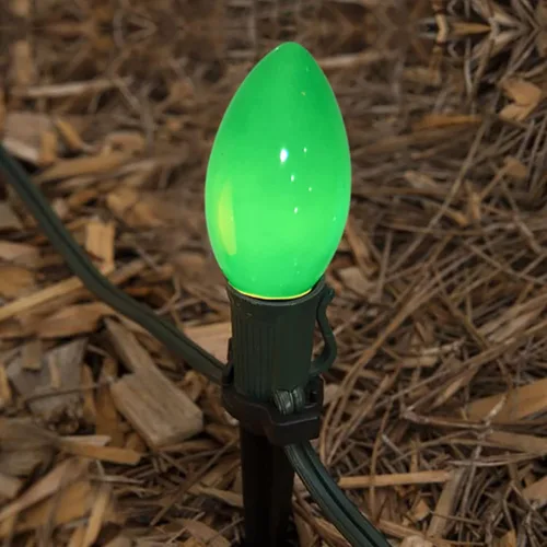 Miniatura 4 de Paquete de 25 bombillas C9 de cerámica verde de repuesto, bombilla de luz vintage incandescente para guirnalda de San Patricio, bombillas de luz