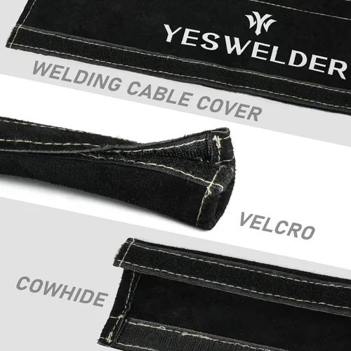 Miniatura 4 de YESWELDER Cubierta de cable de soldadura TIG resistente a la llama de cuero negro de 7,6 metros (25 pies de longitud)