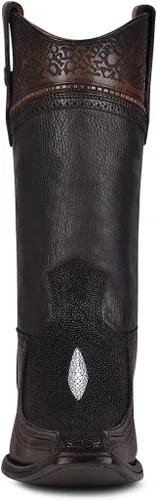 Miniatura 3 de Cuadra Bota vaquera para hombre en cuero genuino Stingray Negro