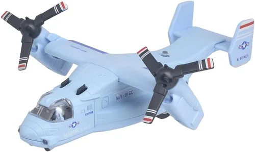 Ailejia Avión de metal MV-22 Militar Osprey Transporte Helicóptero Juguete Cargo Avión Modelo Avión Ejército con Juguetes de combate de tracción Azul