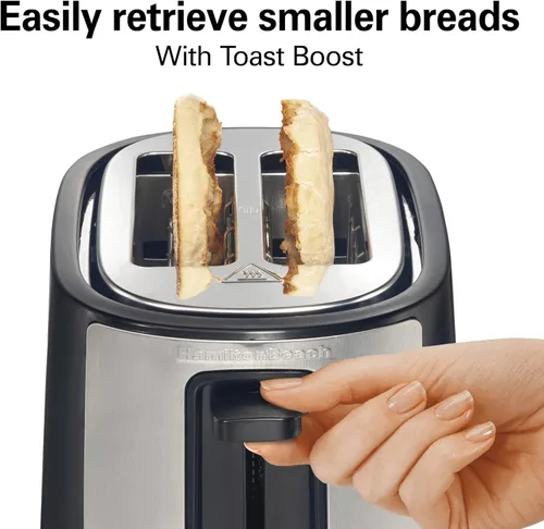Miniatura 6 de Hamilton Beach Tostadora de ranura extra ancha para 2 rebanadas con ajustes para bagel y descongelación, selector de tostado con 7 niveles