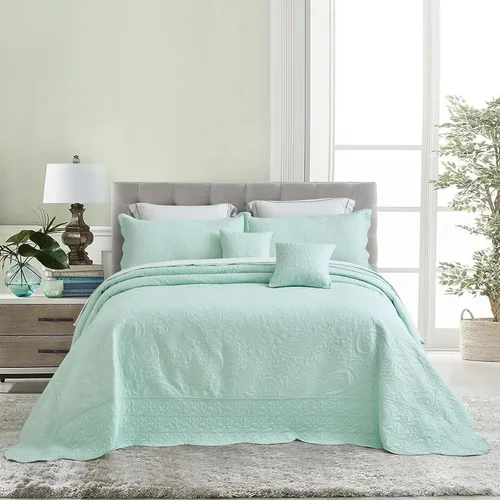 Miniatura 17 de Colcha extragrande King de 128 x 120 pulgadas, extra ancha, diseño de patrón paisley, funda de cama ligera, reversible, 5 piezas, 100% microfibra, 1