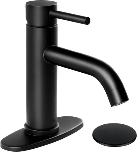 Miniatura 15 de SOKA Grifo dorado para lavabo de baño con cascada, grifo de lavabo de un solo orificio con drenaje emergente, grifo moderno para fregadero de tocador