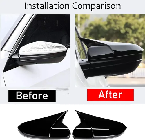 Miniatura 3 de Moonlinks Compatible con Honda Civic 2016-2021 Cubierta Superpuesta de Espejo de Cuerno de Buey Lateral, Negro Brillante LH y RH Tapa de Espejo