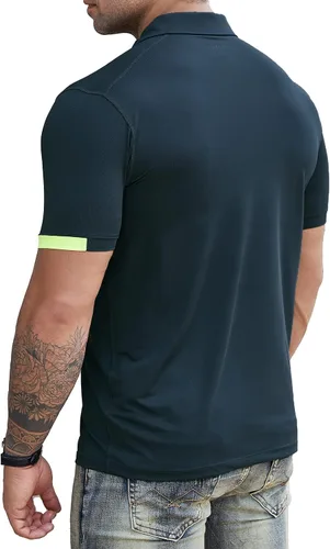 Miniatura 5 de ZARWING Camisa polo de golf de ajuste seco para hombre, cuello ajustado, manga corta