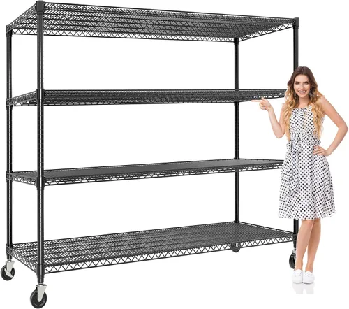 Miniatura 10 de GarveeLife 4 Tier Storage Shelving Unit, 70.8" W Metal Shelves, 59" H L-Shaped Wire Shelving, Heavy Duty Pantry Shelves for Home, Kitchen, Garage