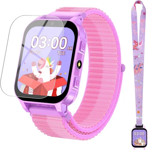 Miniatura 8 de cjc Reloj inteligente 4G para niños, incluye llamada de 2 vías, alertas SOS, controles parentales, juegos, cámara, alarma, música para niños, reloj