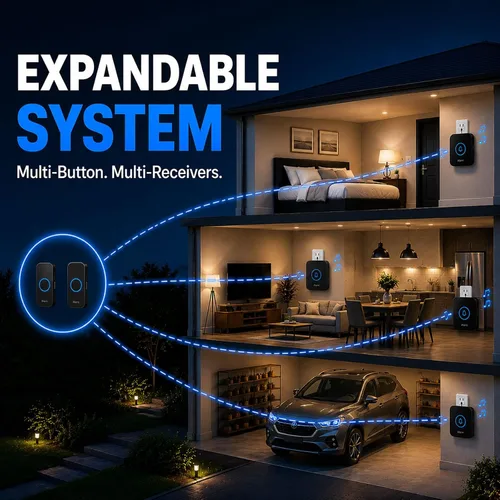 Miniatura 3 de Timbre inalámbrico, timbre enchufable con flash LED, rango de 1300 pies, sistema expandible, timbre de puerta impermeable fácil de instalar