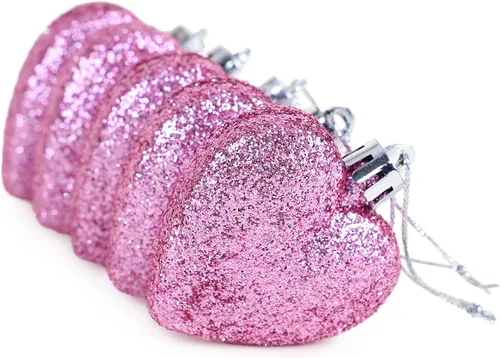 Miniatura 3 de Christmas Concepts® 0.315 x 2.362 in Baby Pink Glitter Corazón en forma de árbol de Navidad Adornos