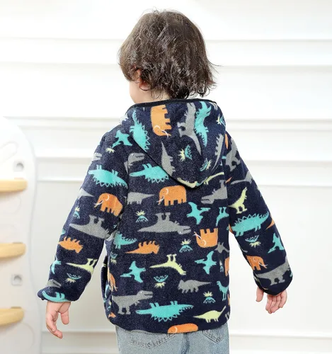 Miniatura 5 de Feidoog - Chaqueta de vellón polar con capucha, de manga larga, gruesa, cálida y resistente, para bebé o niños pequeños, para otoño o invierno