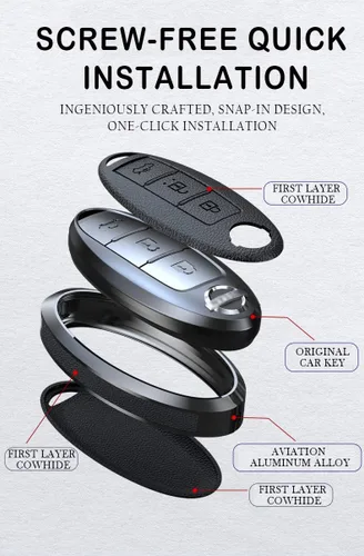 Miniatura 3 de Funda para llavero para Nissan Qashqai Juke X-Trail Micra Murano J10J11 X-Trail T31 T32 Maxima Altima Sentra Infiniti G35 QX56 FX35 Q50 G37 con Negro