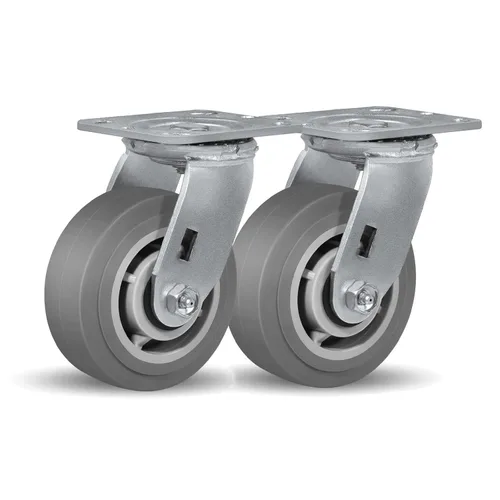Miniatura 22 de Ruedas giratorias de alta resistencia 4x2, ruedas industriales, ruedas de goma (banda de rodadura plana), juego de 1 con capacidad de hasta 450