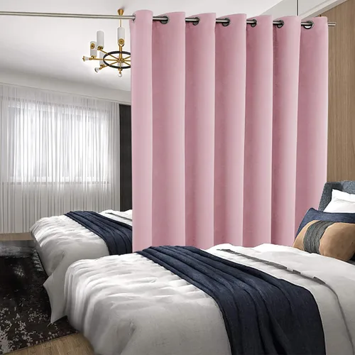 Miniatura 3 de BGment Cortina Oscurecedora para Puerta Corredera, Cortina Divisoria Opaca Ancha para Sala de Estar de 84 Pulgadas de Largo, Cortina Térmica de Rosa