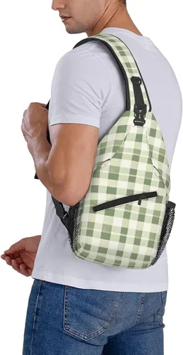 Miniatura 6 de Small Crossbody Bags for Women Men - Vintage Green Plaid Print Adjustable Shoulder Bag Fanny Packs Belt Sling Bag Crossbody Purses Backpack for