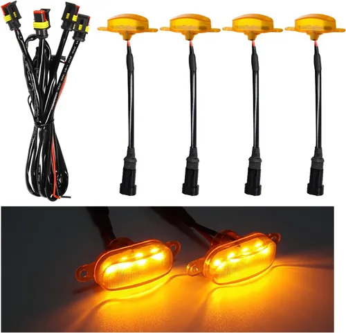 Miniatura 16 de Dickno 3 piezas de luces de rejilla de coche, brillantes luces LED de rejilla ámbar con arnés de cableado, lámparas impermeables de moldura