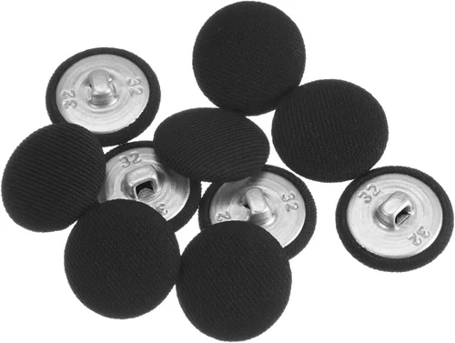 Miniatura 28 de HARFINGTON 10 botones de tela de 24L cubiertos de tela de 0.59 pulgadas, vástago de metal, botones de costura redondos para trajes, blusas de Azul