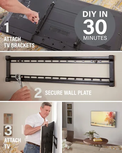 Miniatura 5 de SANUS Soporte de pared para TV de perfil bajo para televisores de 40 a 80 pulgadas - Soporte universal de pared fijo para TV, perfil delgado de 1