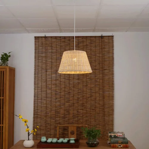 Miniatura 5 de Lámpara colgante de arte de ratán hecha a mano, lámpara de techo/lámpara de cocina E27, base tejida de mimbre de bambú, lámpara colgante