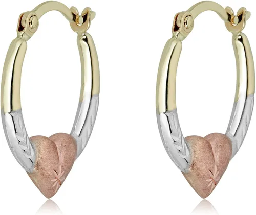 Miniatura 2 de AVORA - Arracadas de oro con forma de corazón criollo oro amarillo de 14K10K o 3 tonos o de 10K