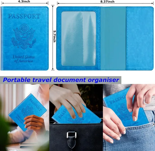 Miniatura 2 de Herain Soporte para pasaporte, funda para pasaporte, cartera para pasaporte, para mujeres y hombres, funda de pasaporte, protector de libreta