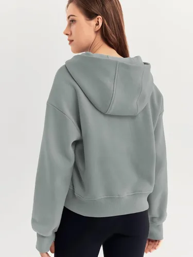 Miniatura 5 de Trendy Queen Sudaderas con capucha para mujer, con cremallera de un cuarto, sudaderas de gran tamaño, media cremallera con bolsillos, ropa de otoño