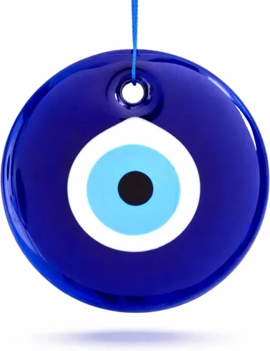 Miniatura 10 de Adorno colgante de pared de cristal azul de ojo turco de 3 pulgadas, decoración contra el mal de ojo, amuleto turco hecho a mano, amuleto