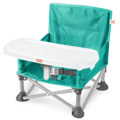 Miniatura 11 de Bright Starts Pop 'N Sit Asiento elevado portátil, para uso en interiores y exteriores, asiento de piso con bandeja de alimentación, gris, de 6