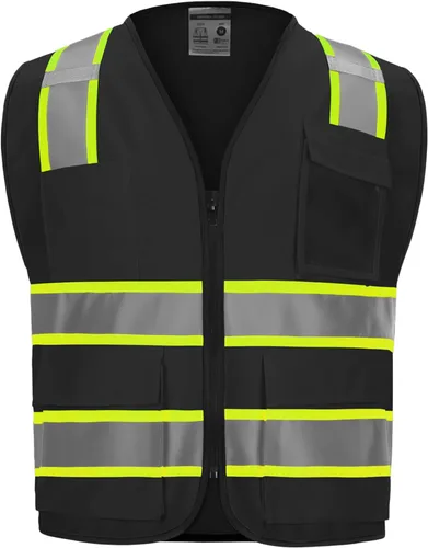 Miniatura 13 de Chaleco de seguridad clase 2 de alta visibilidad con 9 bolsillos, chaleco Hi Vis con tiras reflectantes de 2 pulgadas de ancho, chaleco de seguridad