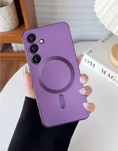 Miniatura 26 de Funda magnética para Samsung Galaxy S22 Ultra, silicona suave, delgada, antiarañazos, con protección de cámara, compatible con MagSafe, color negro