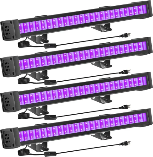 Miniatura 9 de Paquete de 4 barras de luz LED negras, barra de luz negra con IP65 impermeable, luces de fiesta que brillan en la oscuridad para iluminación