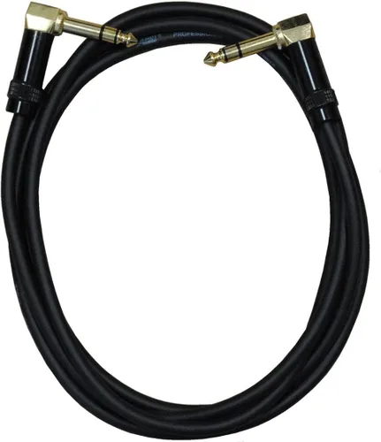 Miniatura 2 de Audio2000'S E25112X2 - Paquete de dos cables TRS chapados en oro de 1/4 de pulgada en ángulo recto a chapado en oro de 1/4 pulgadas TRS en ángulo