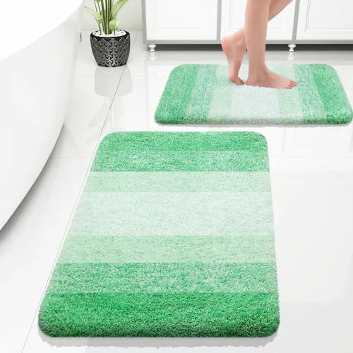 Miniatura 22 de OLANLY Juego de 2 alfombras de baño de microfibra suave y absorbente, antideslizantes, se pueden lavar y secar a máquina, alfombras de baño peludas