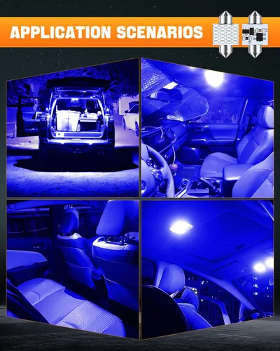 Miniatura 6 de DE3175 bombillas LED azules Canbus libres de errores de 1.25 pulgadas DE3021 DE3022 3175 bombillas LED para luces interiores de mapa, domo y placa