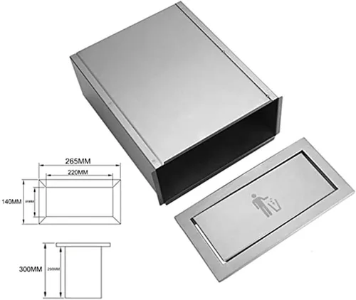 Miniatura 5 de zktoermn Tapa con solapa para encimera, de acero inoxidable integrado, ojal de basura empotrada, tapa de bote de basura empotrada, tapa de canal