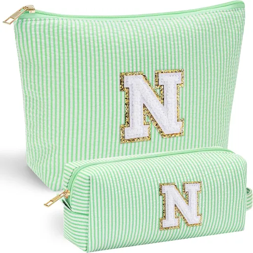 Miniatura 64 de YOOLIFE Regalos del Día de la Madre para mujeres, bolsa de maquillaje con inicial, bolsa de cosméticos, bolsa de maquillaje de viaje, regalos Rosado