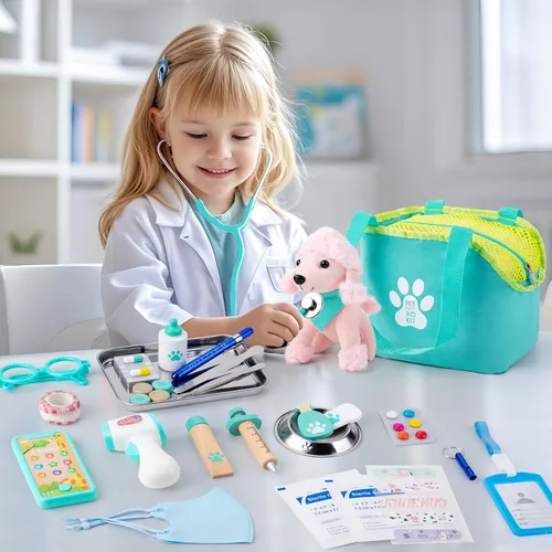 Miniatura 2 de Sundaymot Kit de Doctor para Niños, 37 piezas de juguetes de jugar al Doctor, kit de Doctor para niños pequeños de 3 a 5 años, con juguete de perro