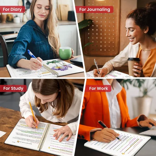 Miniatura 7 de Taja Cuaderno con forro en espiral, cuadernos de 8.5 x 11 pulgadas para trabajo, diario grande A4 para mujeres y hombres, cuaderno de diario