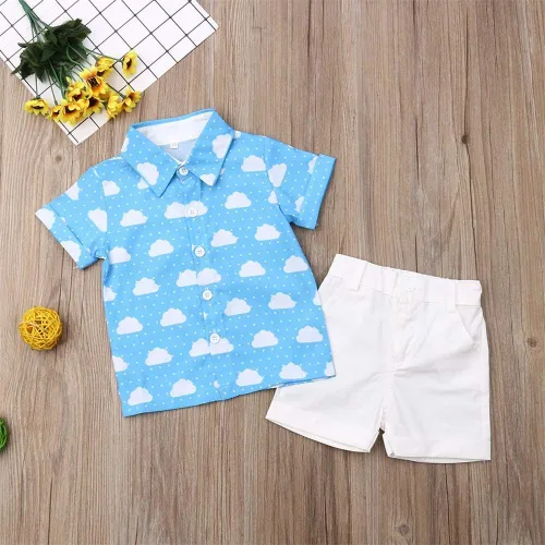 Miniatura 39 de Conjunto de camisa de manga corta con botones y pantalones cortos casuales con diseño de flamingo, para bebés y niños de 1 a 6 años, atuendos