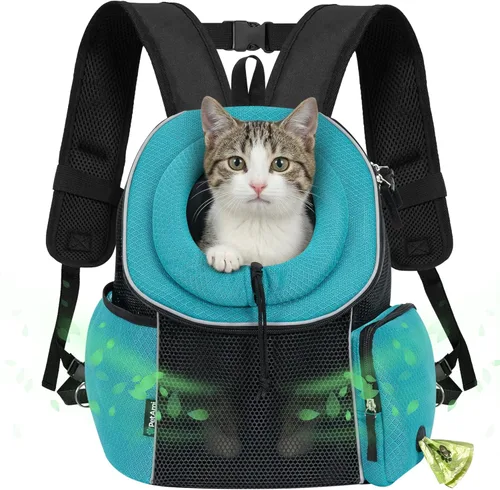 Miniatura 9 de PetAmi Mochila transportadora frontal para perro, mochila de transporte de pecho ajustable ventilada para perros y gatos, transportadora para perros