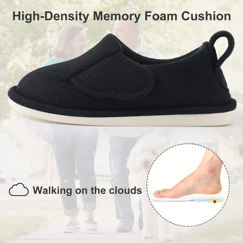 Miniatura 3 de IIITHREE Pantuflas de espuma viscoelástica suaves y ligeras para mujer con forro que absorbe la humedad, cierre ajustable y pantuflas de casa